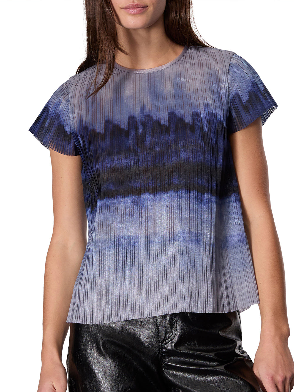 Hailey Printed Organza Top (Light Blue Multi)