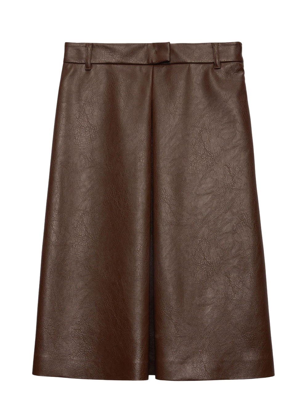 Hammered Faux Leather Midi Skirt (Bear)