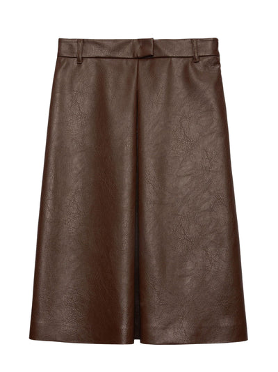 Hammered Faux Leather Midi Skirt (Bear)