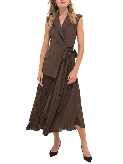 Helena Combo Blazer Dress (Cocoa)