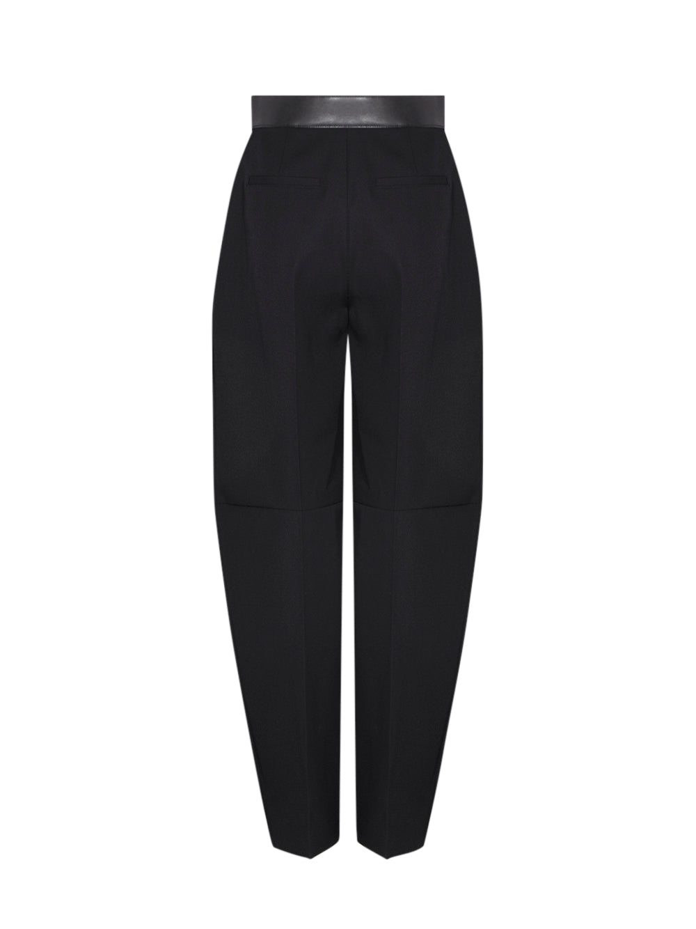 Hi-Waisted Trousers With Leather Belted Waistband (Black)