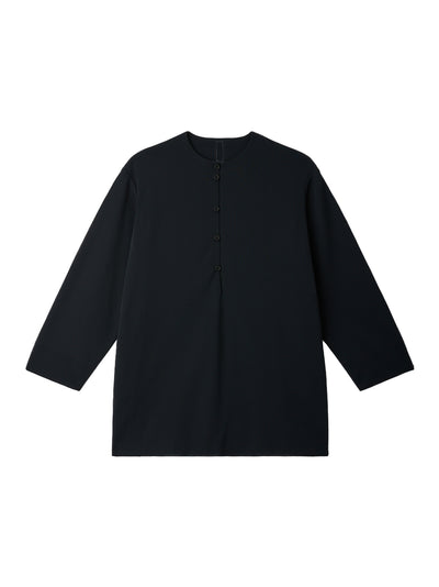 High Gauge Milan Loop Buttoned Pullover Shirt (Black)