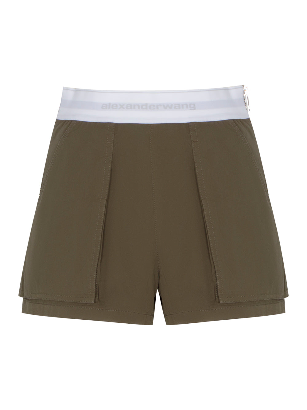 High Waisted Cargo Rave Short With Logo Elastic (Army Green)