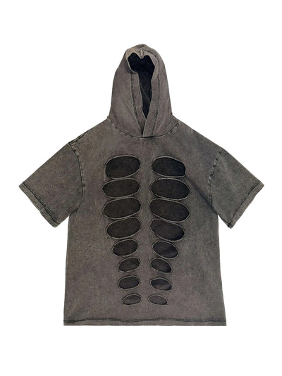 Hooded Cutout T-Shirt (Grey)