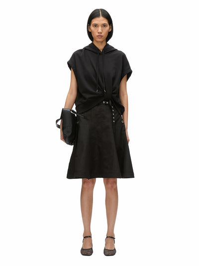 Hoodie Dress with Flounce Skirt (Black)