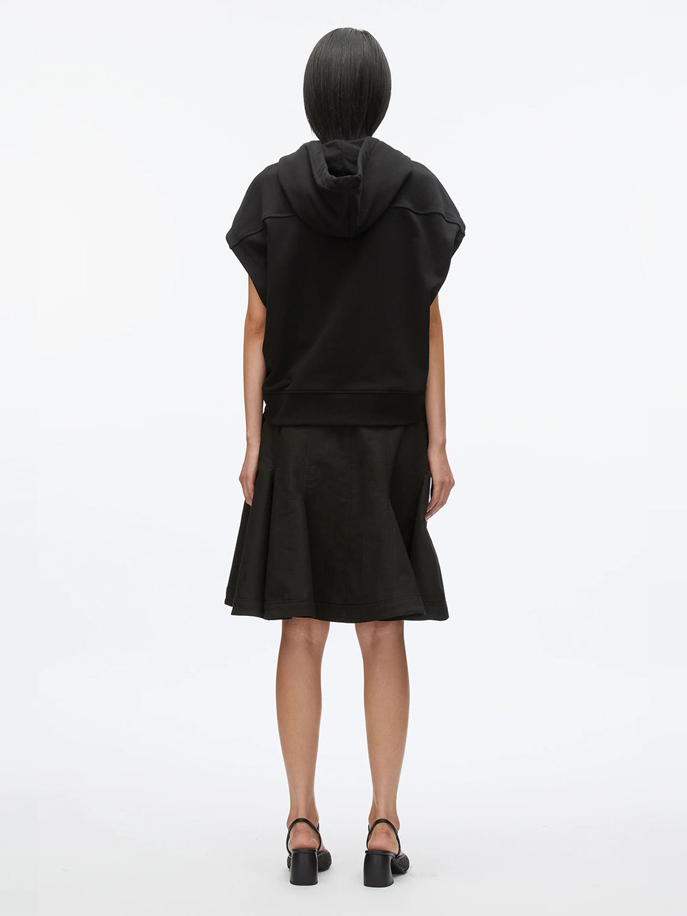 Hoodie Dress with Flounce Skirt (Black)