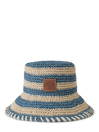 Horizontal Striped Bucket Hat (Brighton Blue)