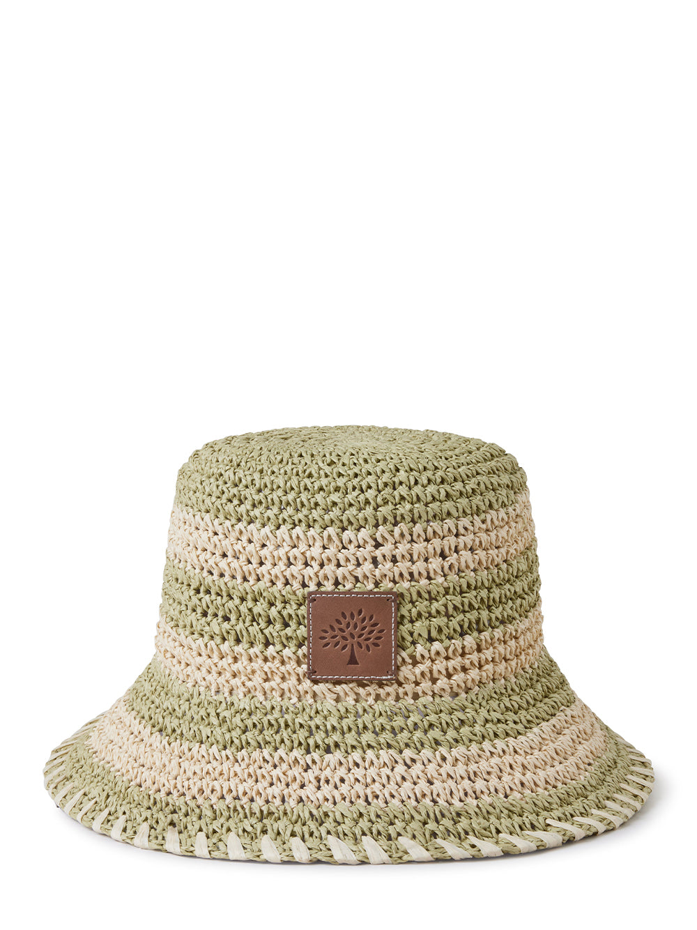 Horizontal Striped Bucket Hat (Linen Green)
