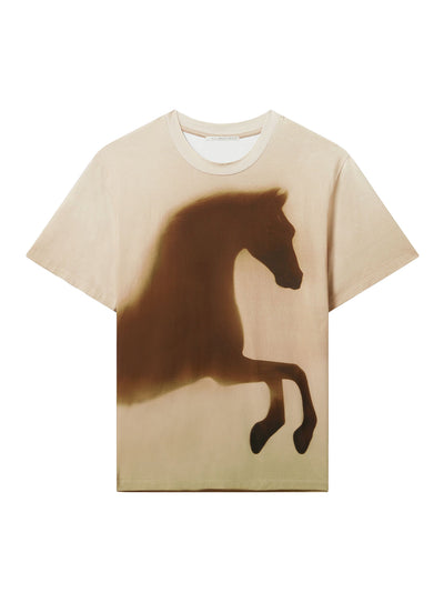 Horse Graphic Cotton T-Shirt (Brown)