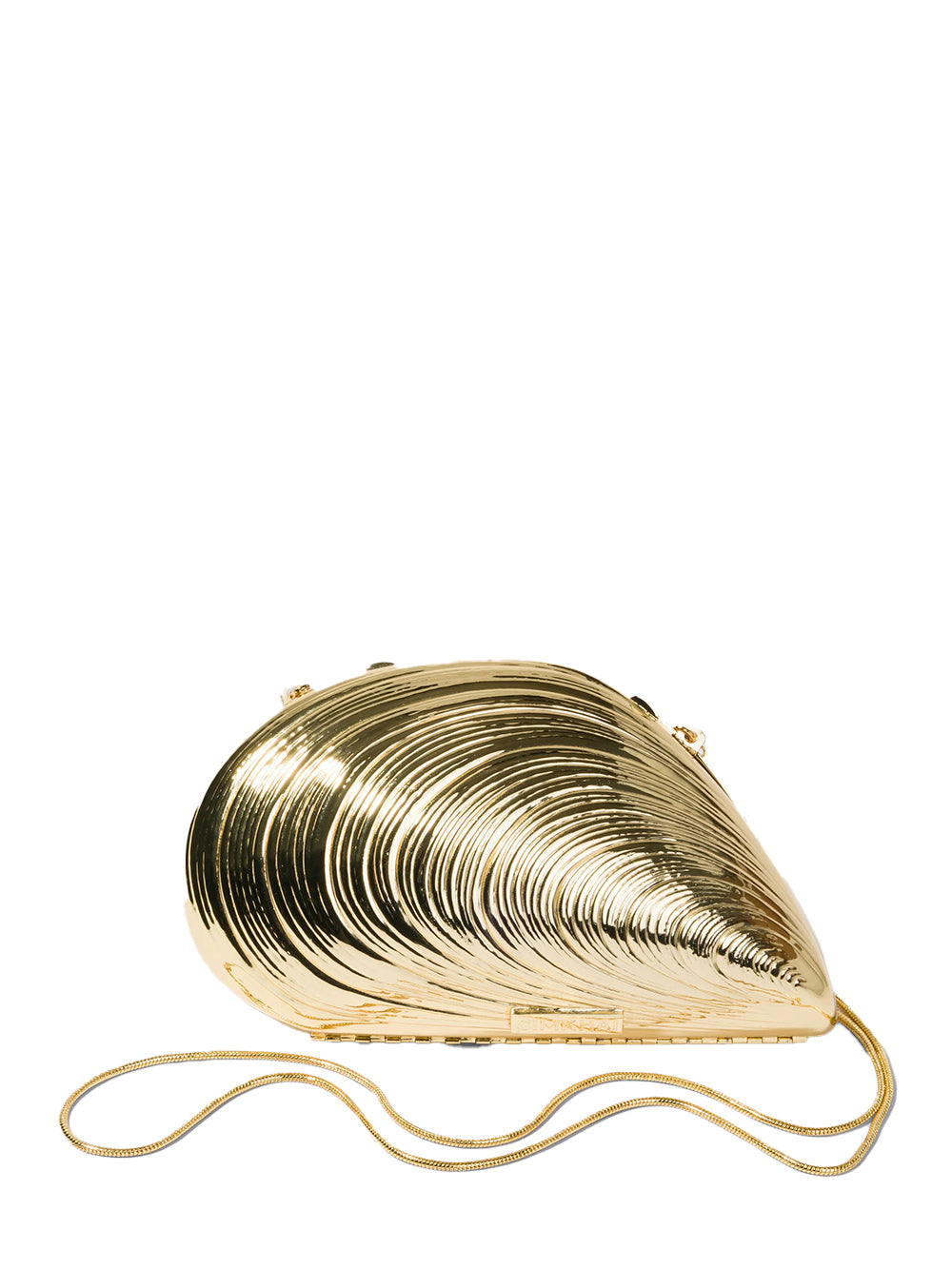 Bridget Metal Oyster Shell Clutch Gold