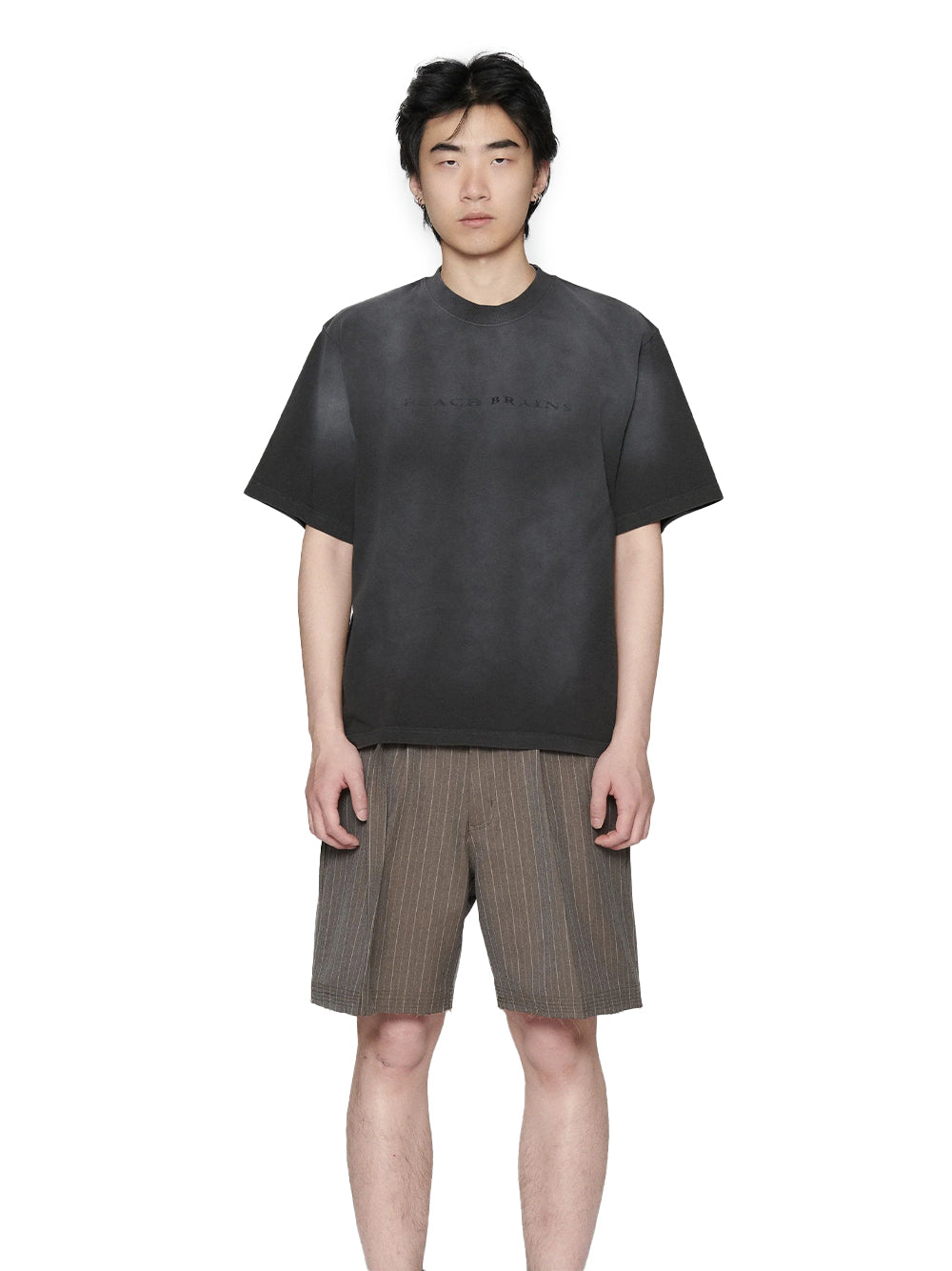 Pleated Suit Short Chocolate Pinstripe
