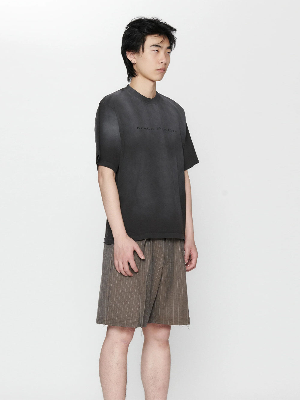 Pleated Suit Short Chocolate Pinstripe