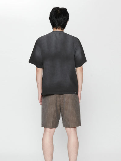 Pleated Suit Short Chocolate Pinstripe