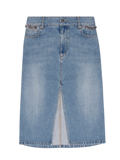 Iconic Falabella Chain Mid Blue Vintage Denim Skirt (Mid Vintage Blue)