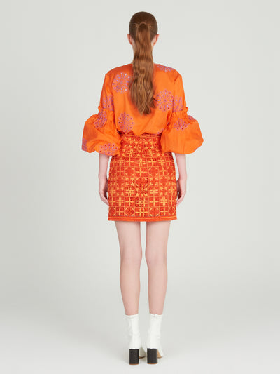 Idalia Skirt (Red Orange Crochet)