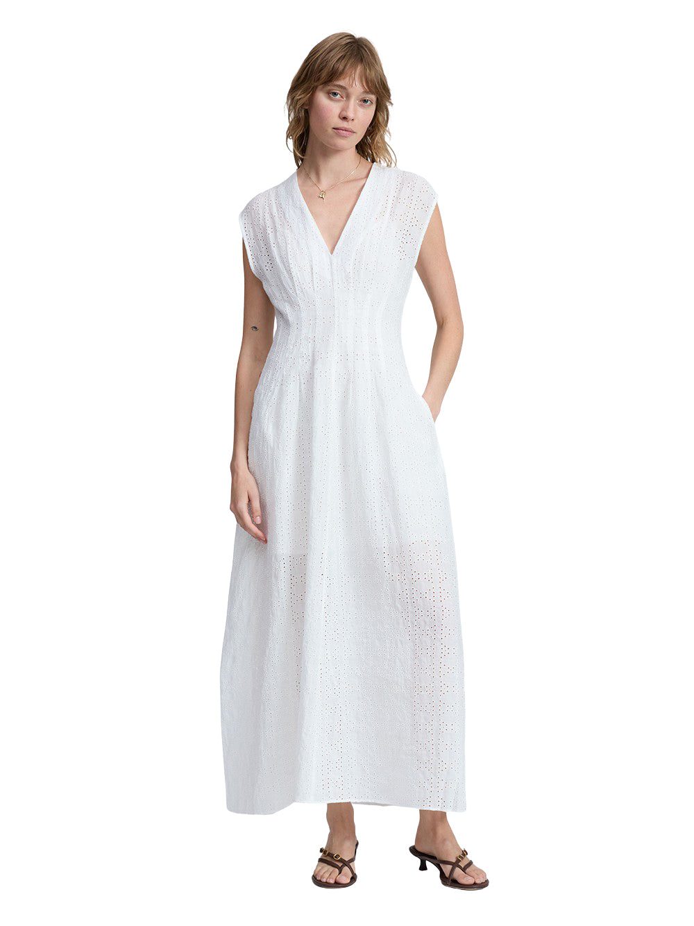 Ines Embroidered Dress (White Multi)