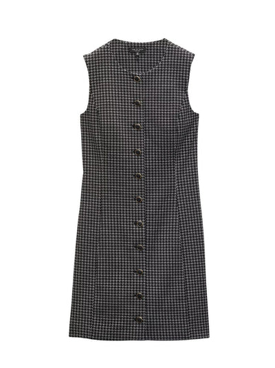 Irina Houndstooth Refine Knit Mini Dress (Navy Multi)