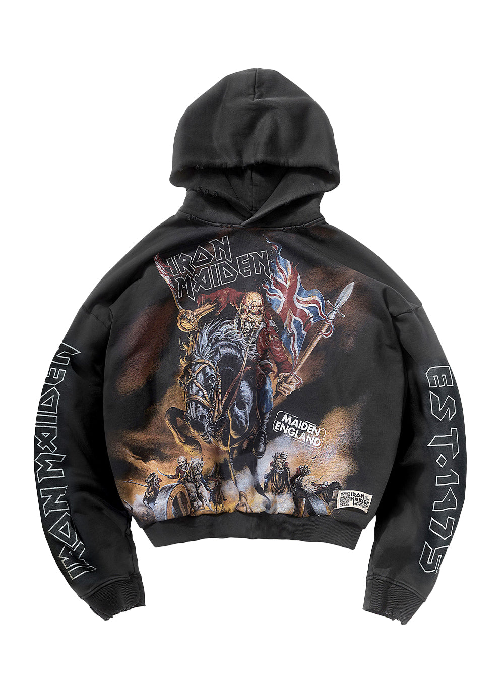 Iron Maiden Steed Hoodie (Stained Black)