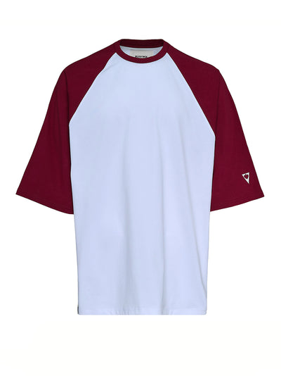 Combed Cotton Jumbo Baseball Tee (White/Rose Blood)