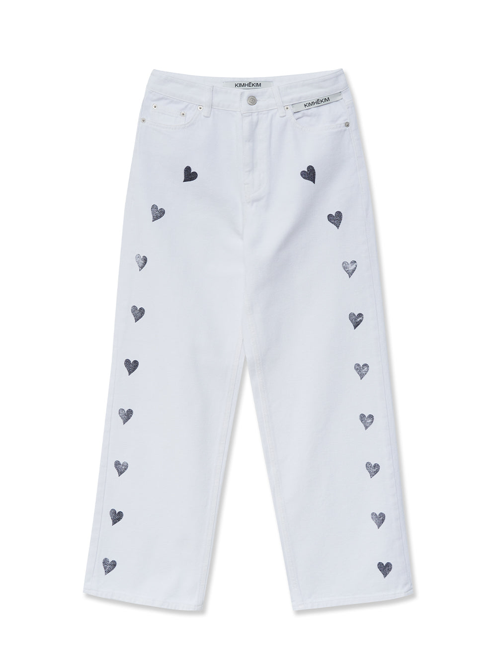 Heart Stamped Denim White