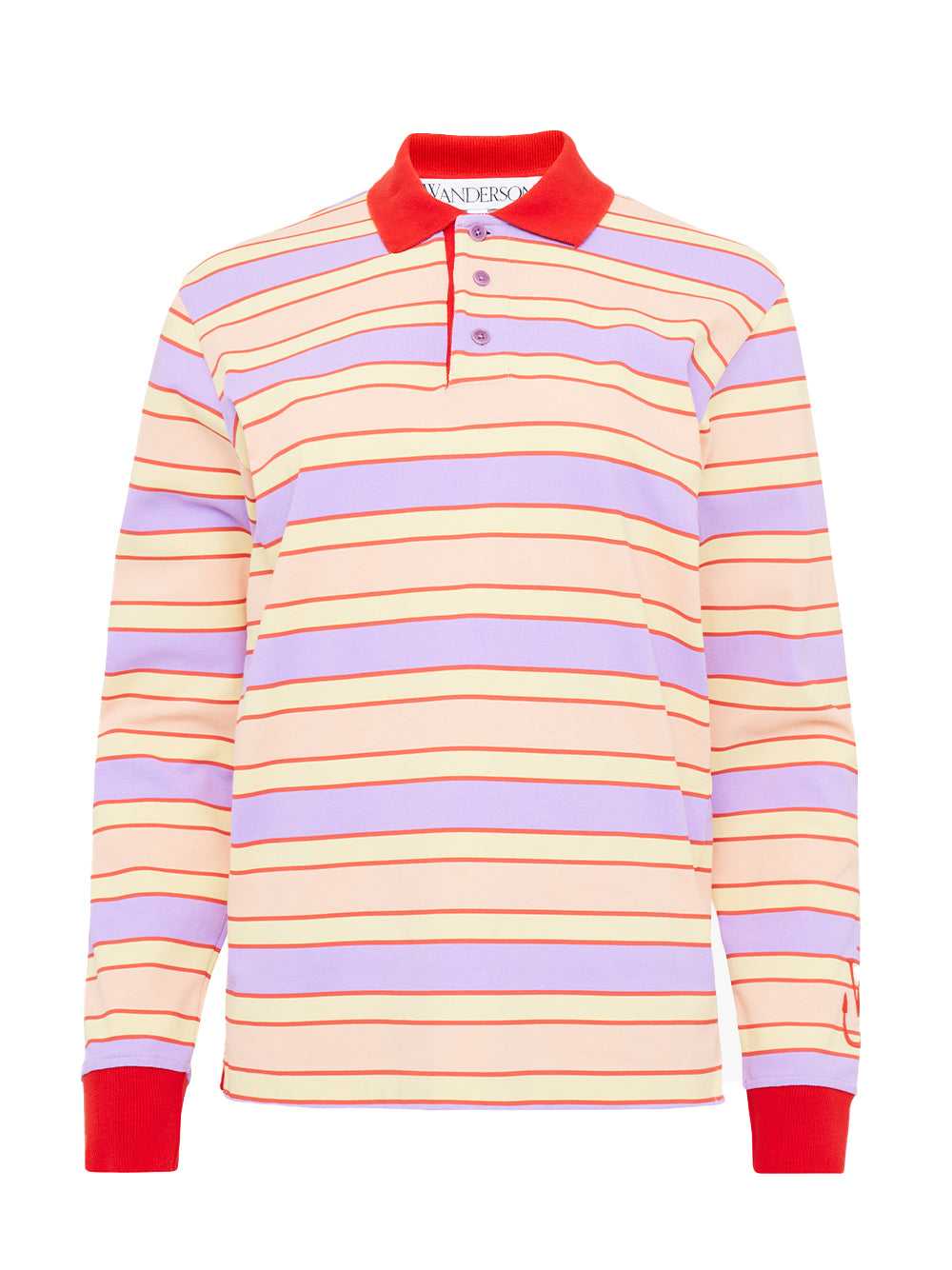 Contrast Trim Striped Polo Top (Pink/Multi)