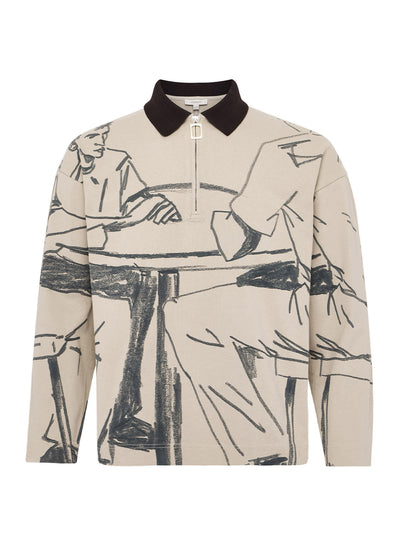 Printed Rugby Polo Nougat