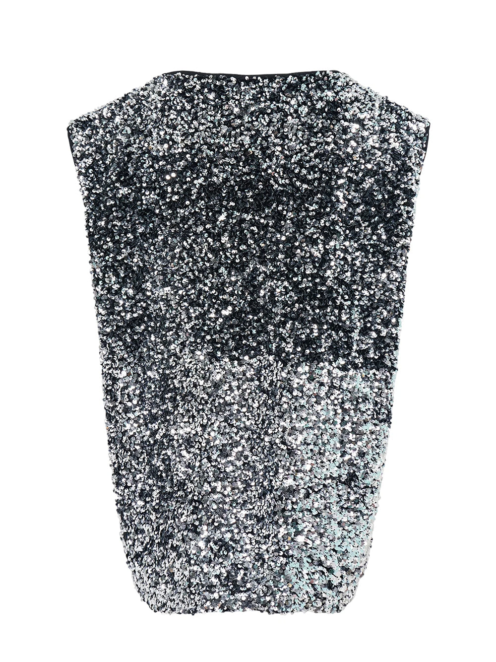 Polyester Polyurethane Sequins Top Black / Silver X Black