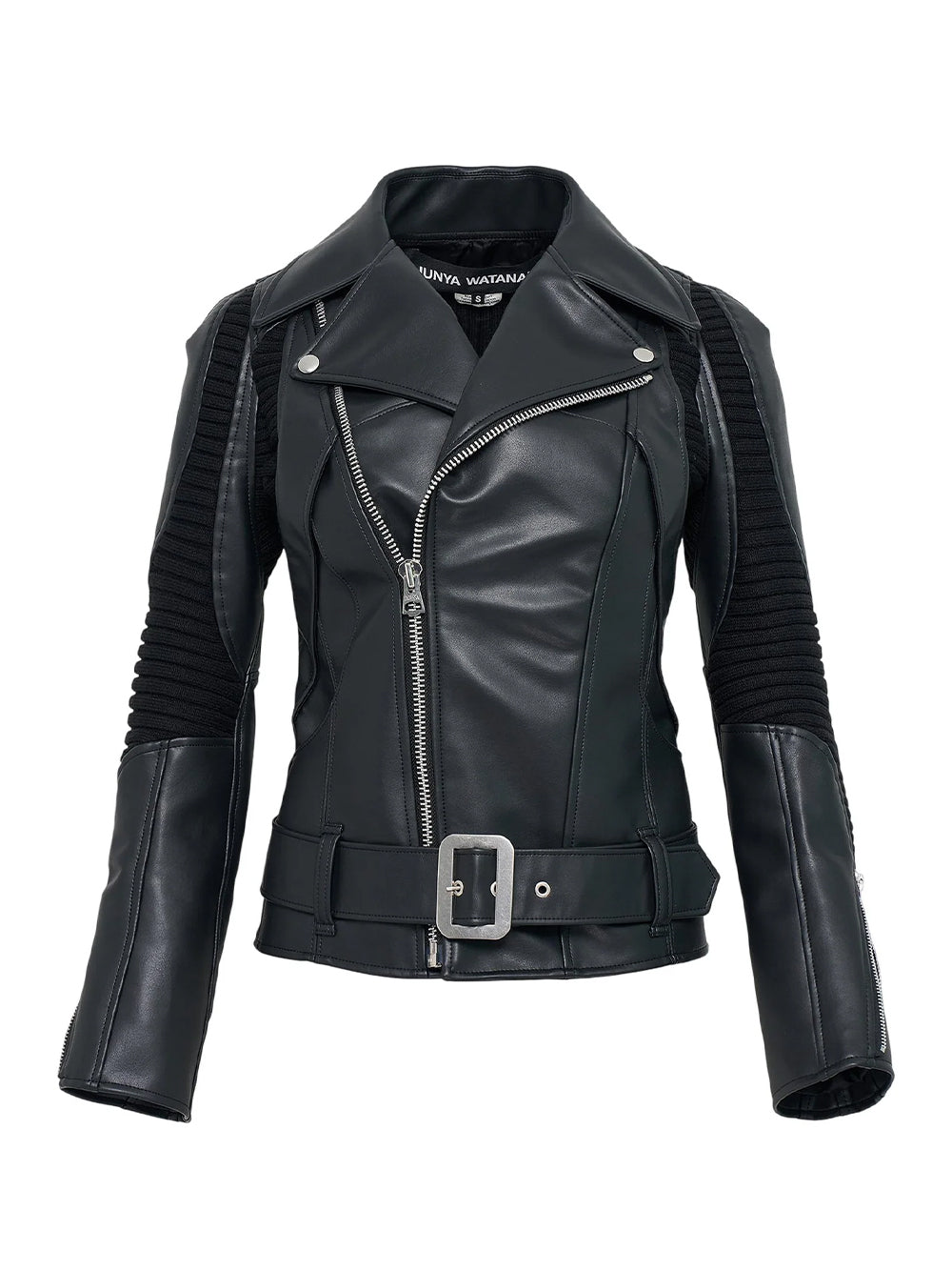 Fake Leather Acrylic Wool Jacket Black X Black