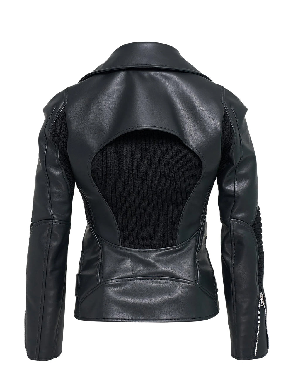 Fake Leather Acrylic Wool Jacket Black X Black