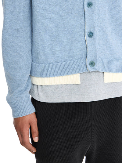 Contrast Layered Cardigan Blue Melange