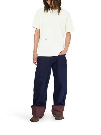 Contrast Embroidery T-Shirt Off White