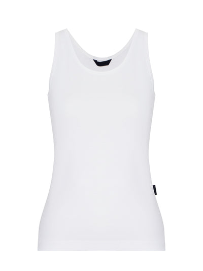 Cotton Ribbed Jersey Tank Top (White)