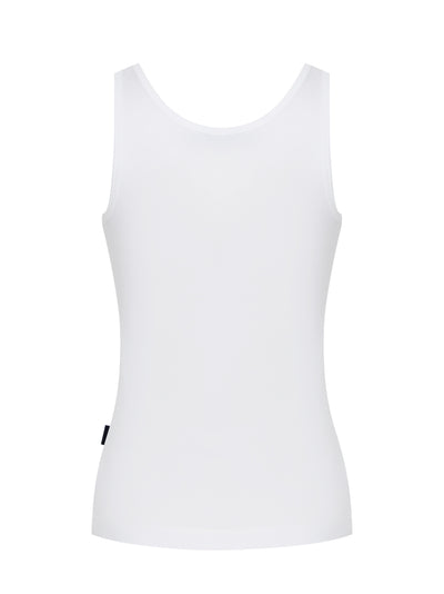 Cotton Ribbed Jersey Tank Top (White)