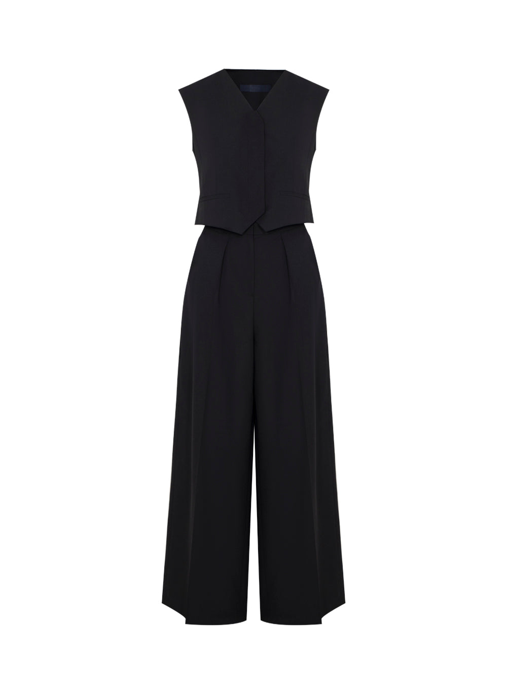 Linen Vest Jumpsuit (Black)