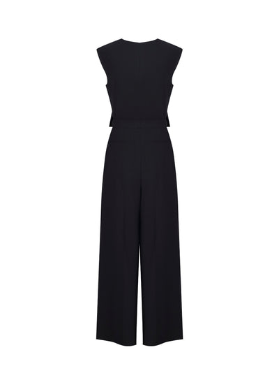 Linen Vest Jumpsuit (Black)