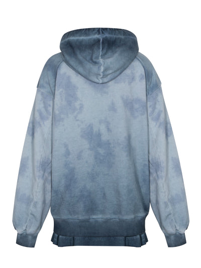 Overfit Layered Overdyed Hooded T-shirt (Blue)