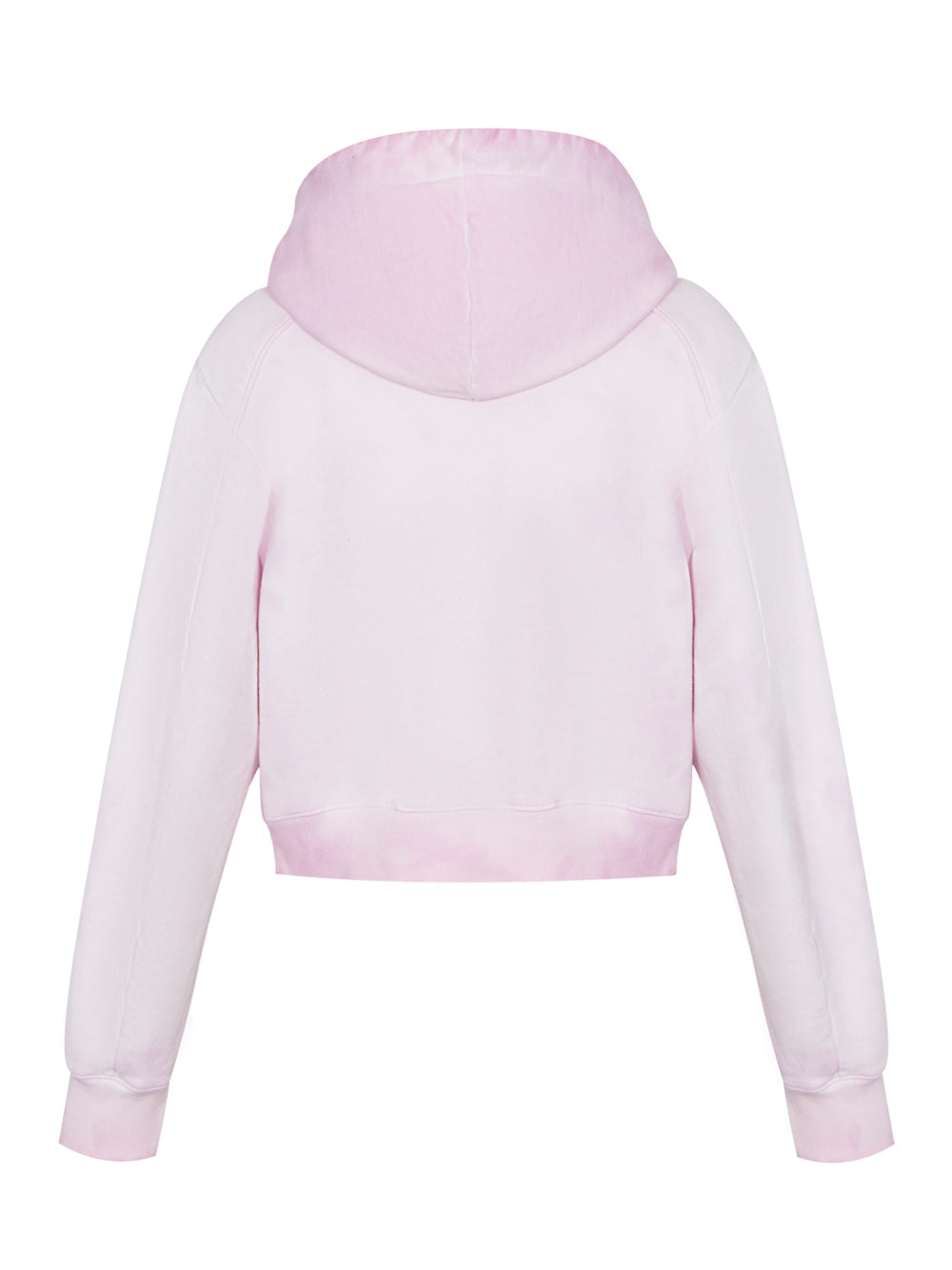 Slim Fit Cropped Overdyed Hooded Sweatshirt (Pink)
