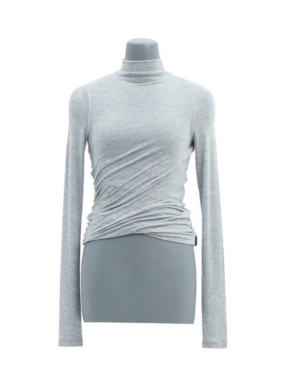 Waist Shirring T-Shirt (Grey)