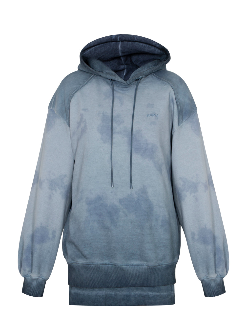 Overfit Layered Overdyed Hoodie Blue