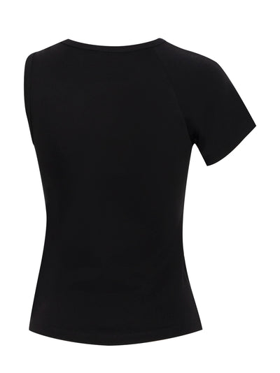 Unbalanced Short Sleeve T-Shirt Black