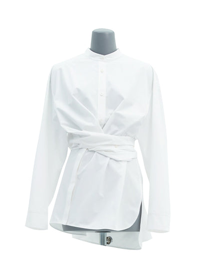 Sleeve Twist Detail Shirt White