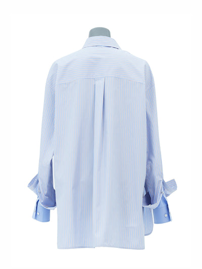 Striped Oversized Loose Fit Shirt - Sky Blue
