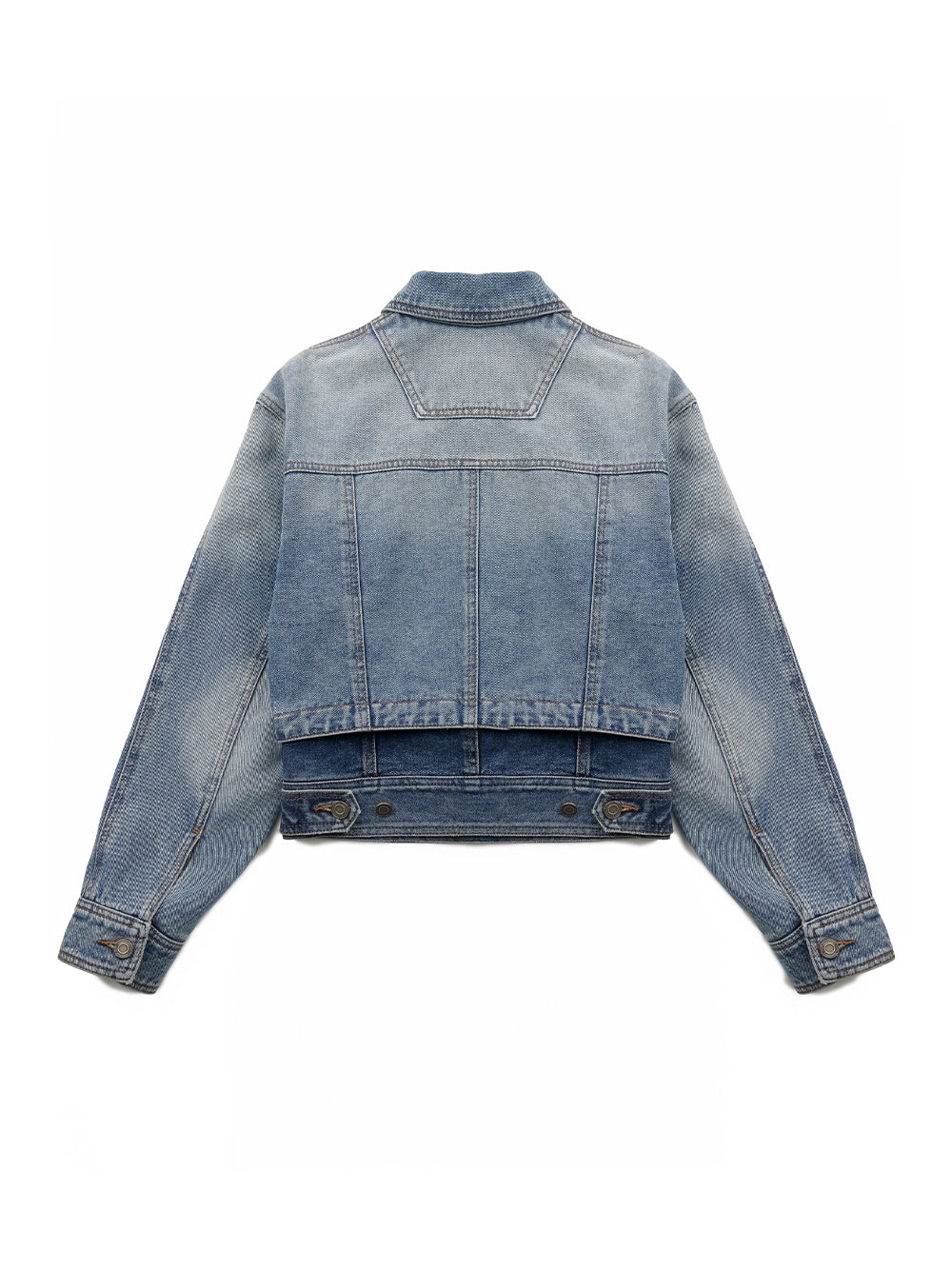 Detachable Layered Denim Trucker S Blue