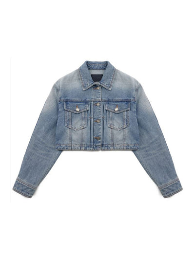 Detachable Layered Denim Trucker S Blue
