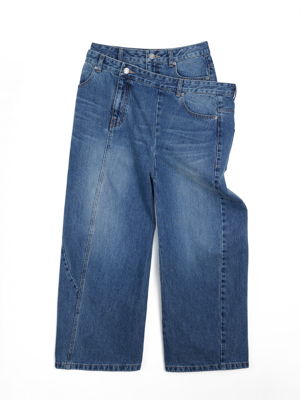 Layered Double Denim Pants Sky/Blue