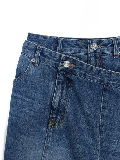 Layered Double Denim Pants Sky/Blue