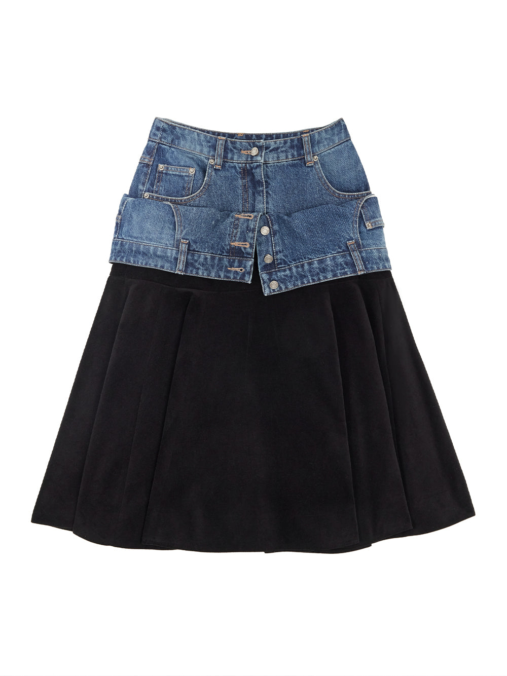 Double Waist Layer Skirt Black