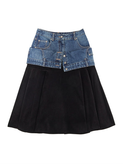 Double Waist Layer Skirt Black