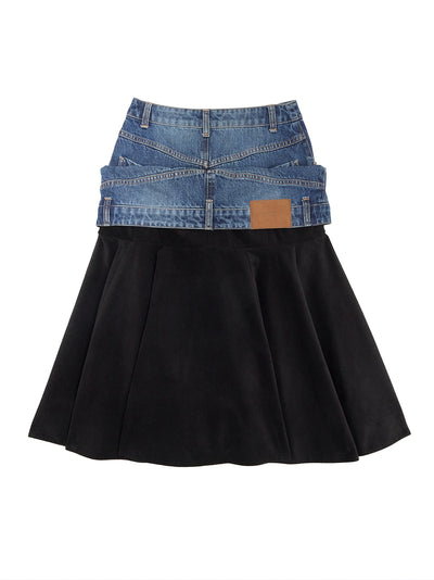 Double Waist Layer Skirt Black