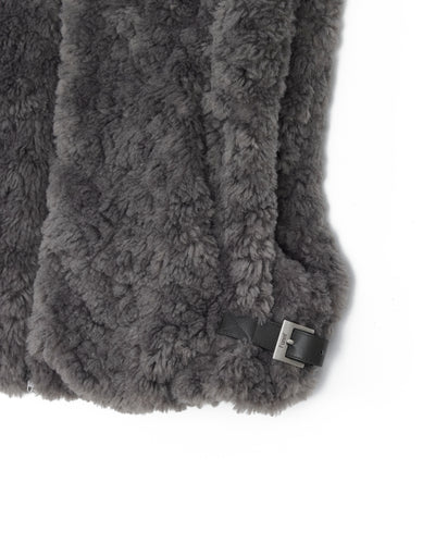 Faux Fur Crop Hoodie Vest Grey